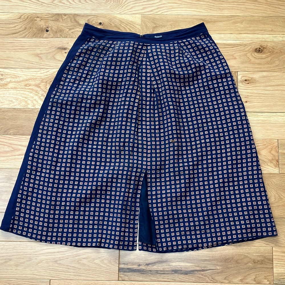 Madewell silk A-Line Skirt, double slits, sz 6